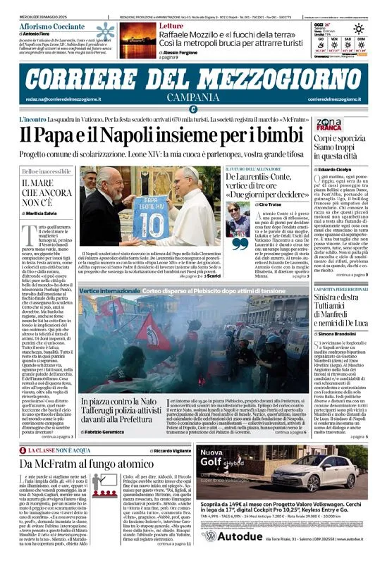 Prima-pagina-corriere del mezzogiorno-del-2025-05-28